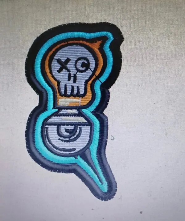 Abstract graffiti art of a skull and eye.