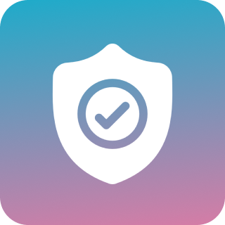 A shield icon with a checkmark symbolizing security and protection.