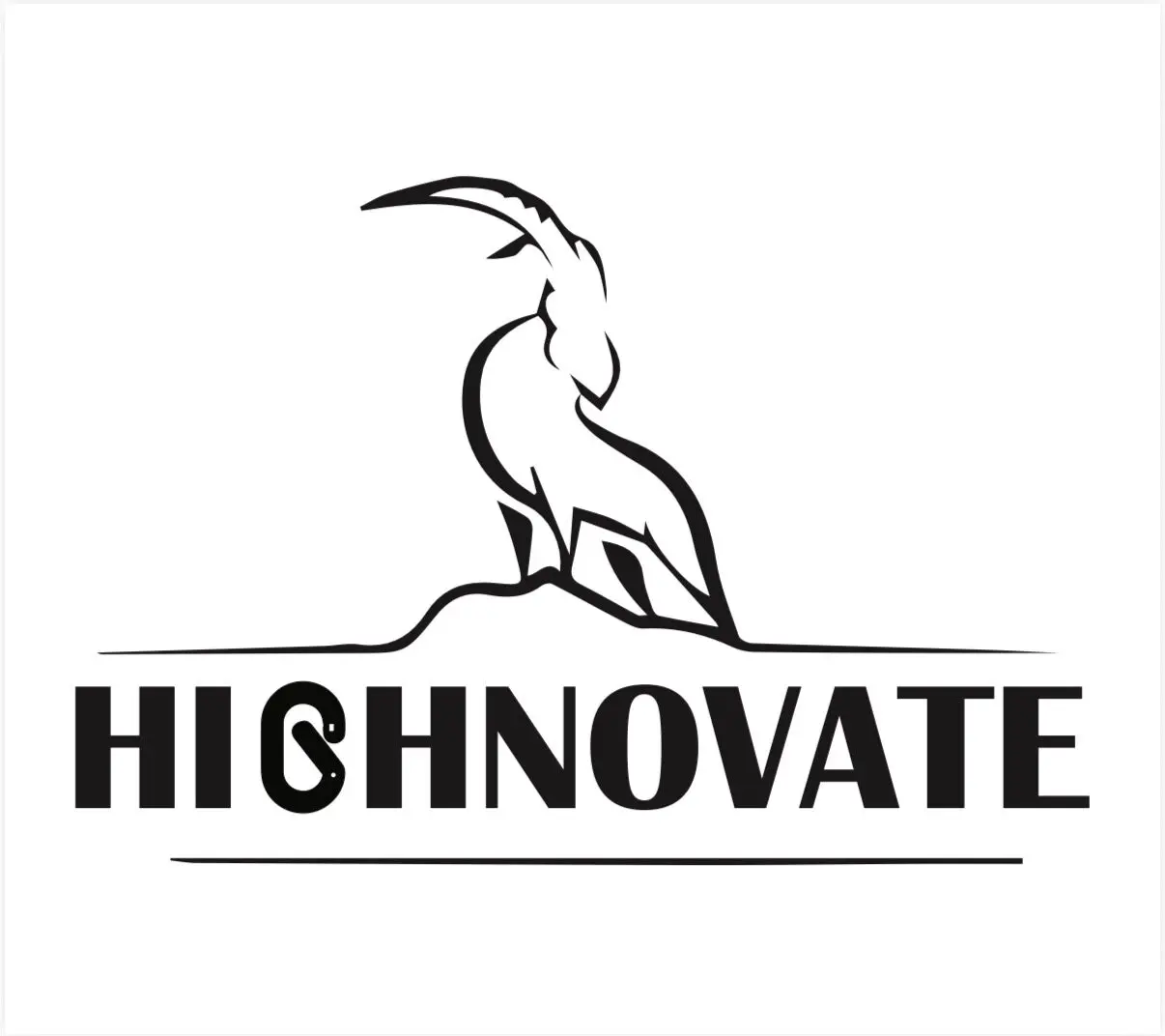 Mountain goat silhouette above HIGHNOVATE text