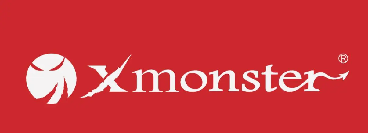 White Xmonster logo on red background
